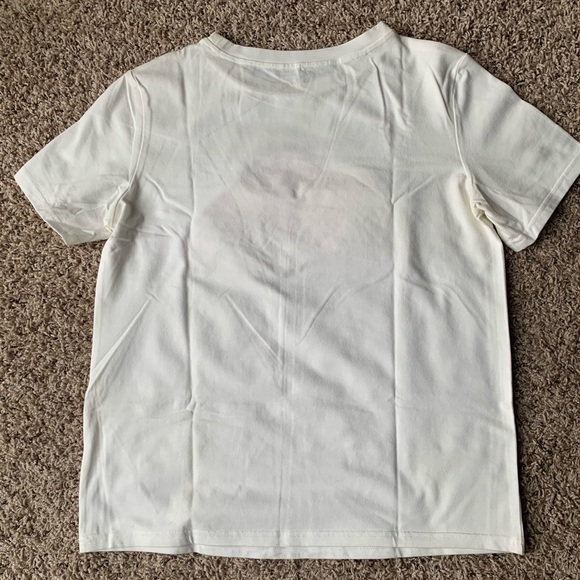 Cotton White Tee with Sequined Lips Appliqué - Picture 3 of 3